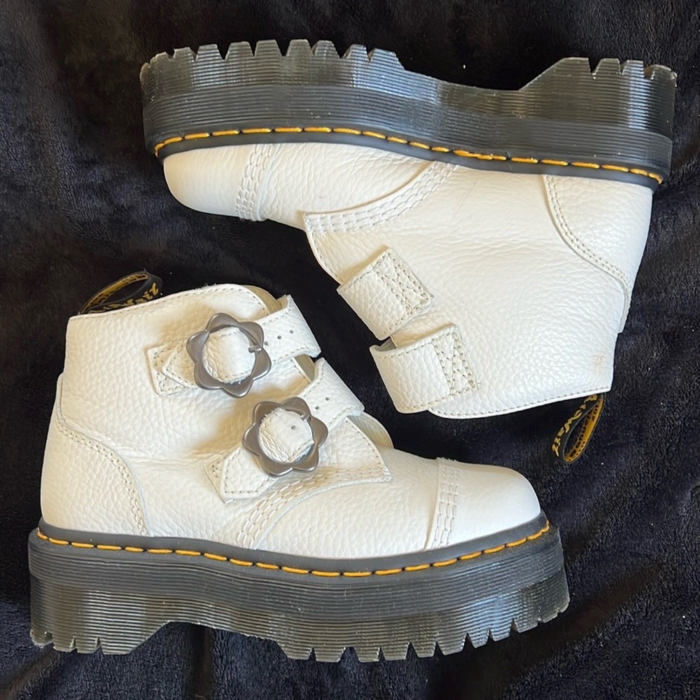 Dr. Martens | Devon Flower Buckle Leather Platform Boots